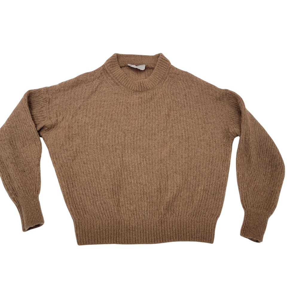 Everlane Alpaca Blend Crew Neck Sweater Brown Camel Small F-SWTR-ALPC-CR